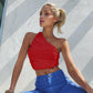 28453P One Shoulder Crop Tank Tops For Summer