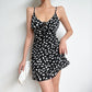 217013P Point Printed Mini Black Bandage Dress