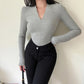 Solid Gray Bodycon Tops YY22293GN