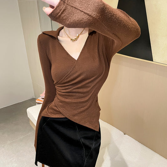 V-neck Irregular Tops JF22103GG