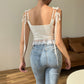 Lace Patchwork White Tank Tops YY22022PF