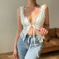 Lace Patchwork White Tank Tops YY22022PF