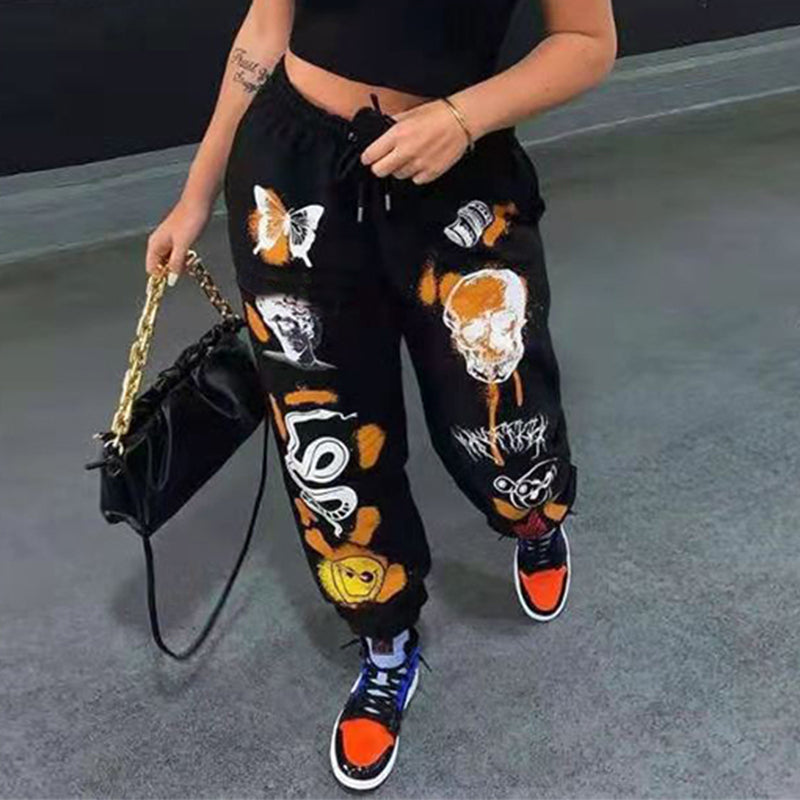 LUKNICE Y2K Printed Sweatpants Streetwear Women Thick Trousers 20538P