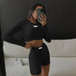 Label Crop Top And Shorts Two Piece Sets JY22603MH