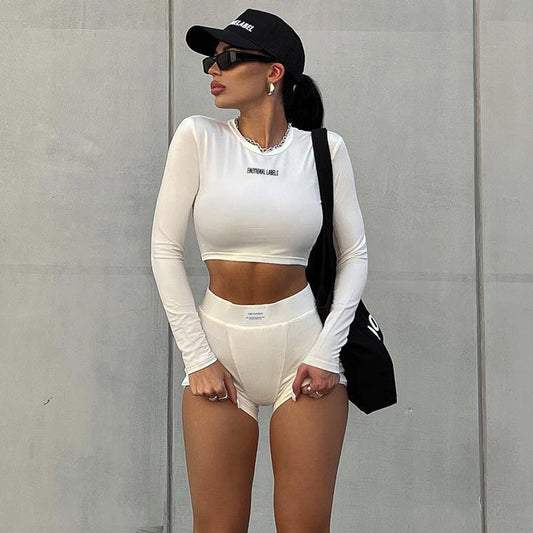 Shorts And Crop Top Tracksuit Two Piece Sets JY22411MH