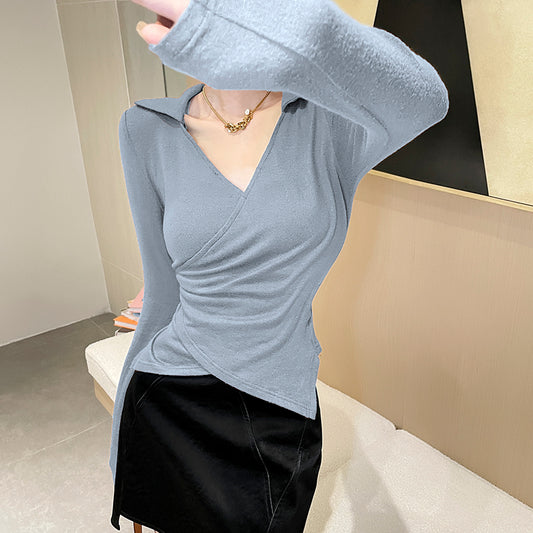 V-neck Irregular Tops JF22103GG