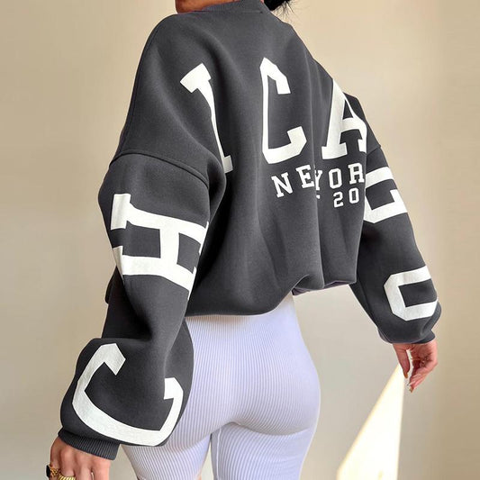 Loose Letter Printed Jumpers Sweatshirt XY22067CP